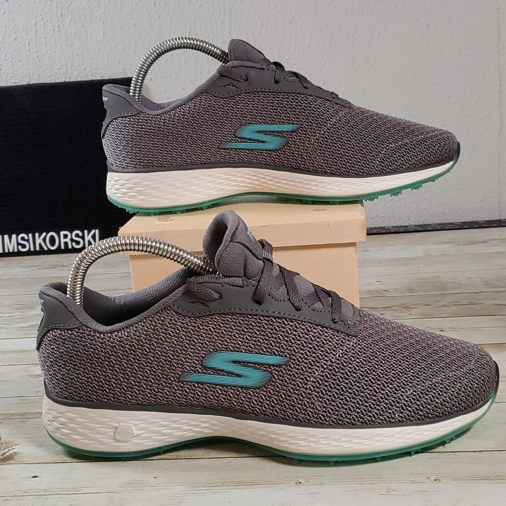 Ladies Spikeless Golf Shoes - Skechers GO GOLF Eagle - Range Grey/Blue Size 7½ W